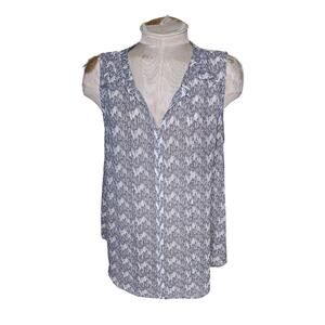 Fun 2 Fun Sleeveless Feather Print Top Size L